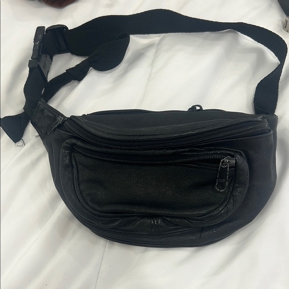 Black Leather Waist Bag - Picture 1 of 7